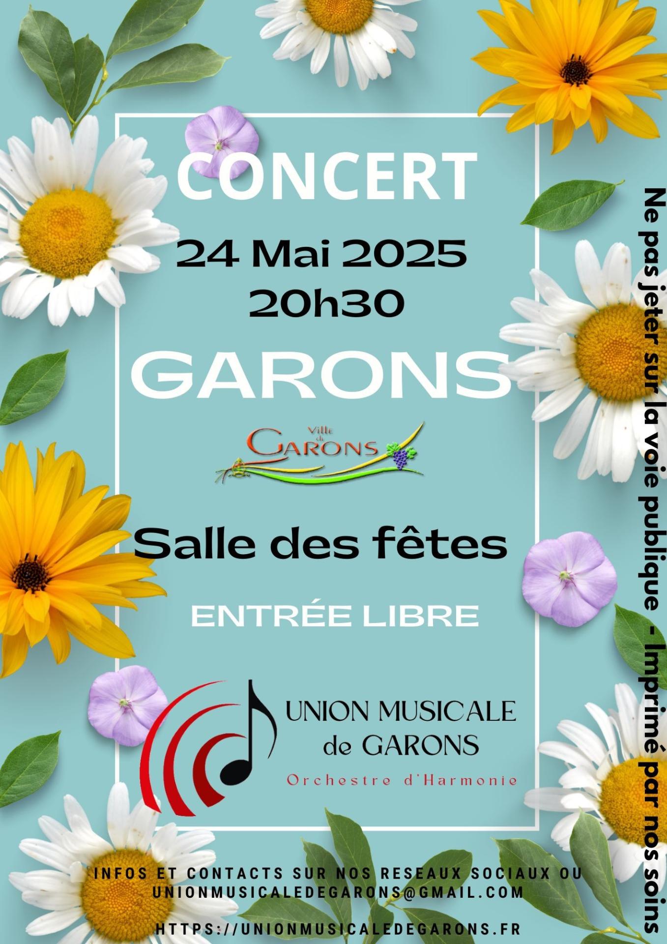 Umg concert 24 mai 2025 20h30 salle des fetes garons